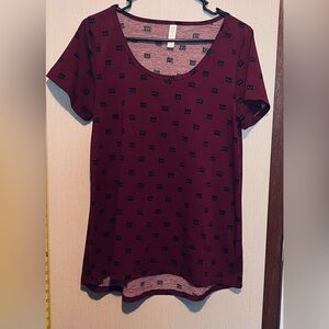 Women's Burgundy Cat Print Top